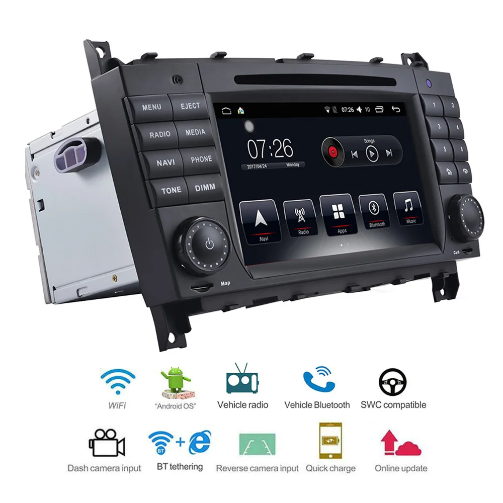 

Car Multimedia player 2 Din Android 7.1 Car DVD For Benz C-Class W203 CLK W209 7" Radio GPS