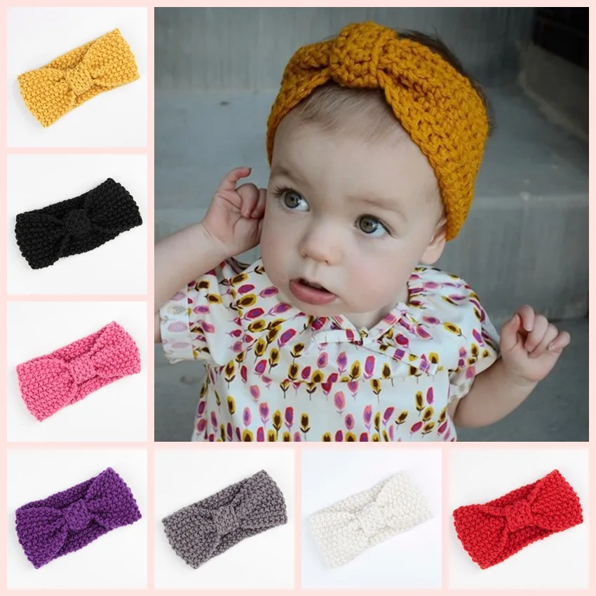 8 Colors Baby Girl Knit Crochet Turban Headband Winter Warm Headbands Hair Accessories For Newborns Hair bands Hairband Headwear afbeelding