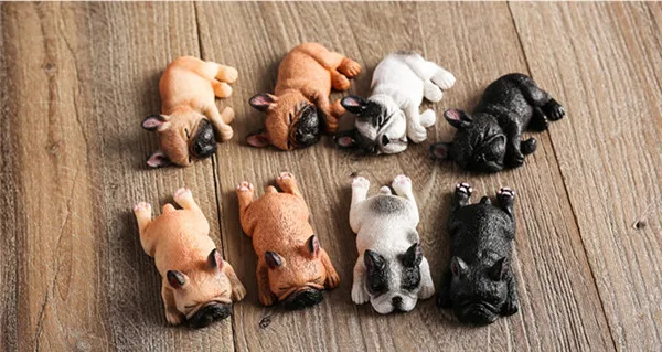 French Bull Dog Sleeping Lazy Pets Fridge Magnets PVC Figures Toys Car Home Office Decoration Gifts - W 6