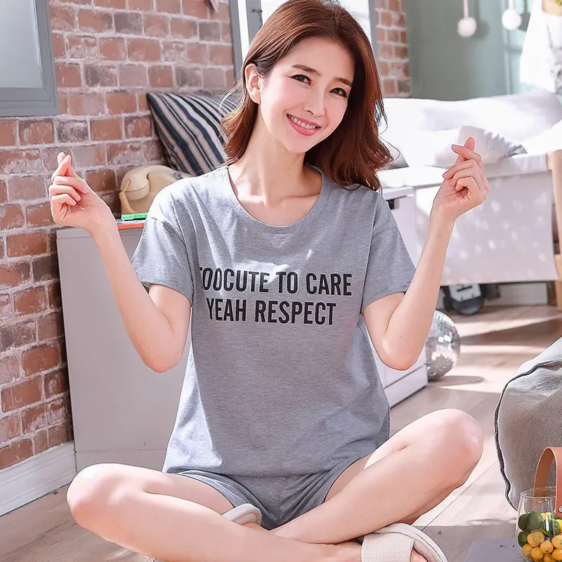 

Womens Pyjamas Sets Clothing Short Sleeve Top + Shorts 2 Pcs Pj Set Female Pajamas Sets NightSuit Sleepwear Sets Women Home Wear