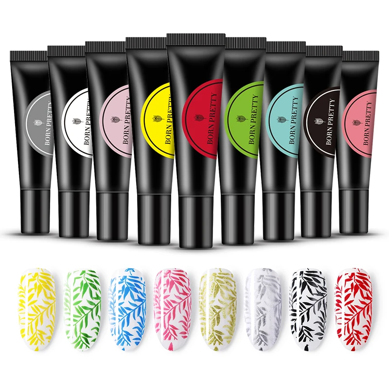 BORN PRETTY 8ml Gold Silver Stamping Gel Polish Pure Color Glitter Soak