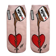 1 пара, женские носки с принтом Nutella, забавные носки с 3D принтом, модные носки из полиэстера 19*8 см