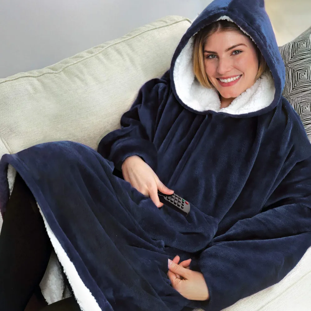 Банный халат флисовый пуловер одеяло зимняя теплая одежда