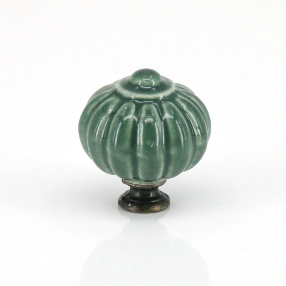 Furniture Vintage Ceramic Handles Cabinet Knobs and Handle Cupboard Closet Dresser Drawer Pulls Dark Green 6PCS