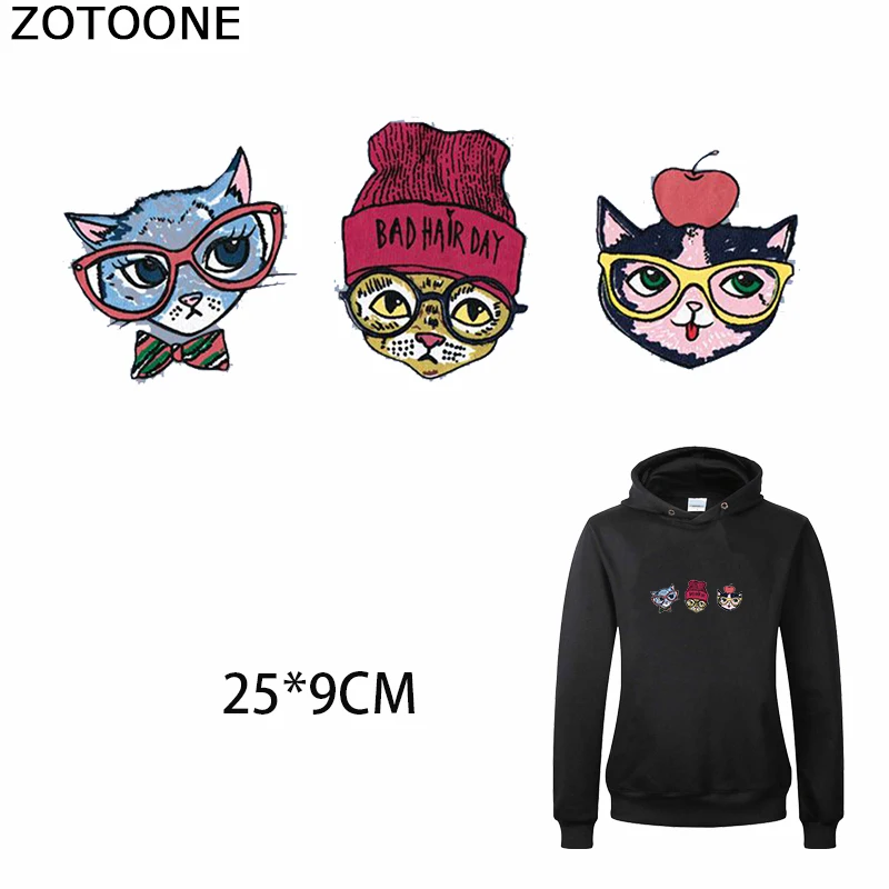 

ZOTOONE Sweet Kitty Patch for T-shirt Iron on Transfer for Clothing DIY Cats Stickers Heat on Appliques Decoration on Sweatshirt