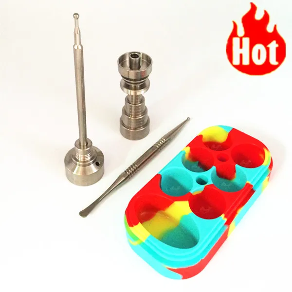 

(Factory Directly Selling) Titanium Nail Universal Titanium Carb Cap with Titanium Dabber Silicone Jar set