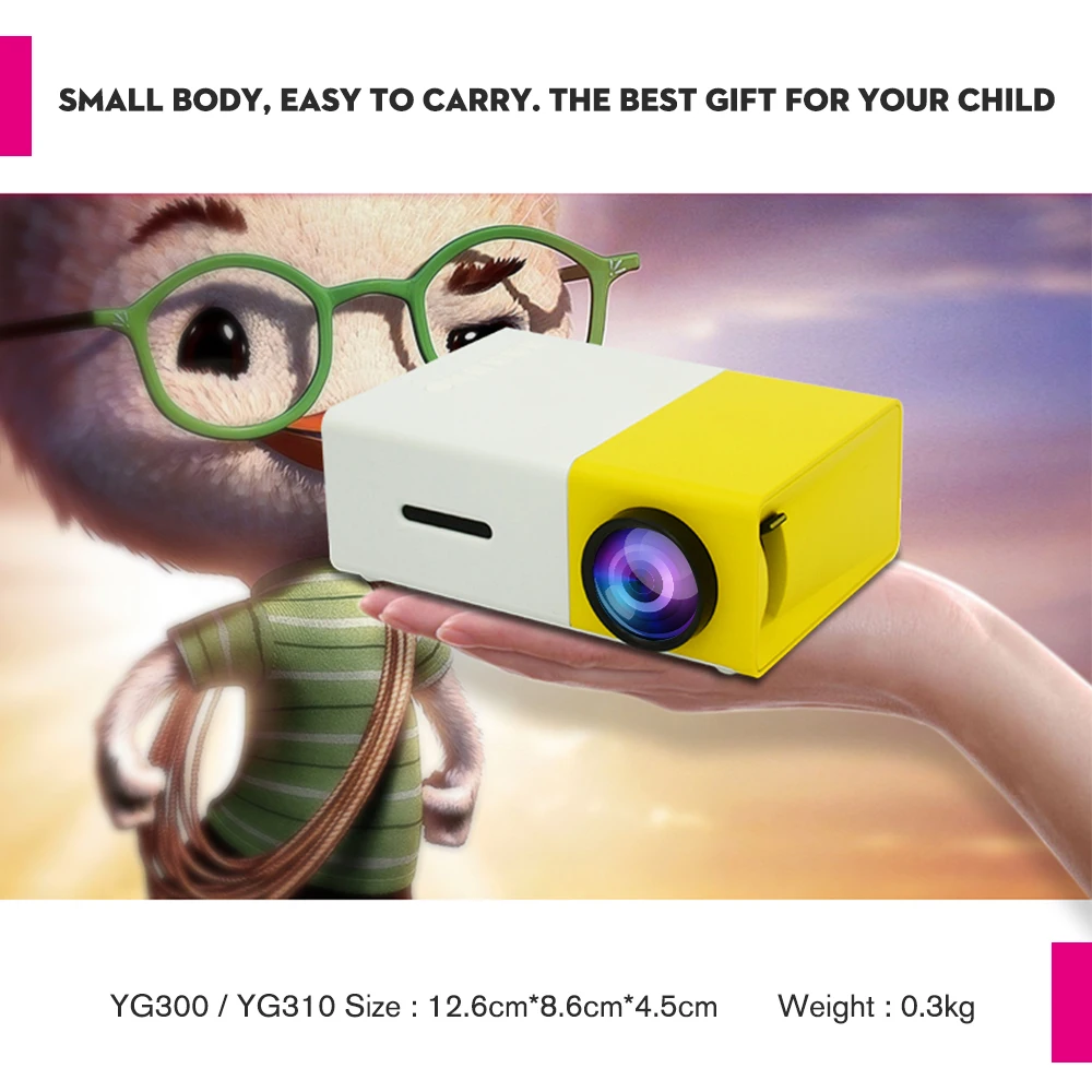 Touyinger YG-300 yg 300 mini portátil bolso led projetor beamer yg300 yg310 lcd vídeo proyector presente para crianças/sd/usb-3