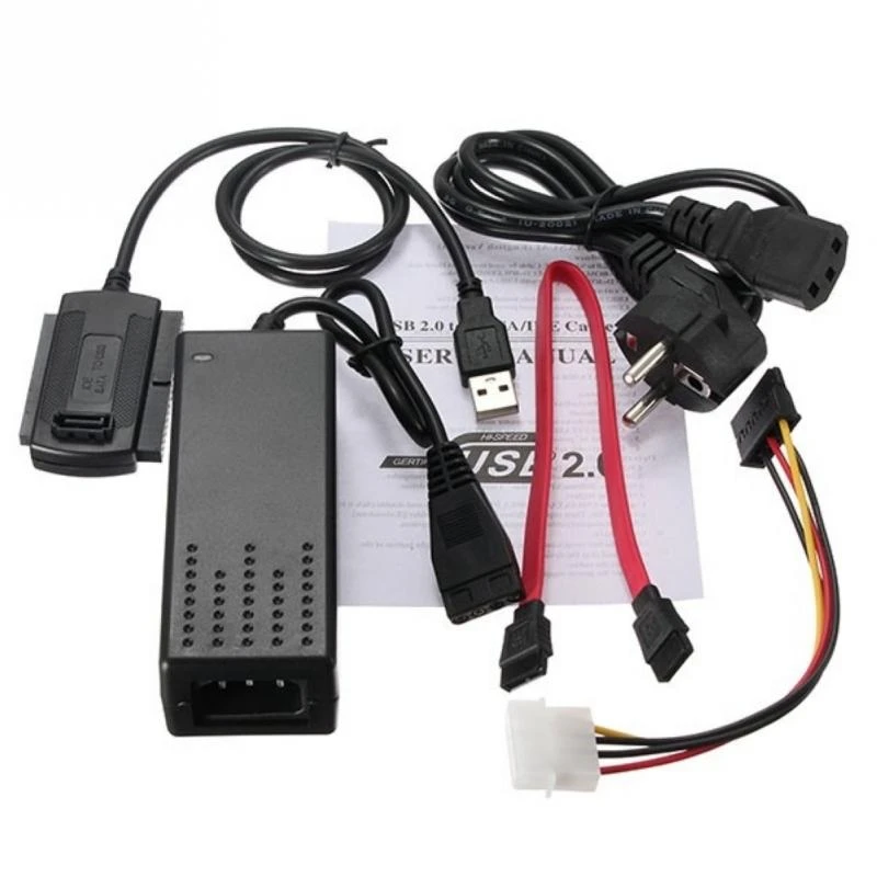 Cable USB 2,0 a SATA/IDE se utiliza para conectar discos duros adaptador de corriente CA de 3 pines EUR, de alimentación IDE a SATA ordenador|usb 2.0 to sata|usb 2.0 to