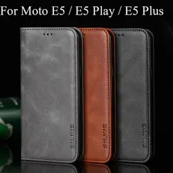 Флип Искусственная кожа бумажник чехол для телефона чехол для Motorola Moto E5 играть плюс без магнит Бизнес Винтаж дизайн простой