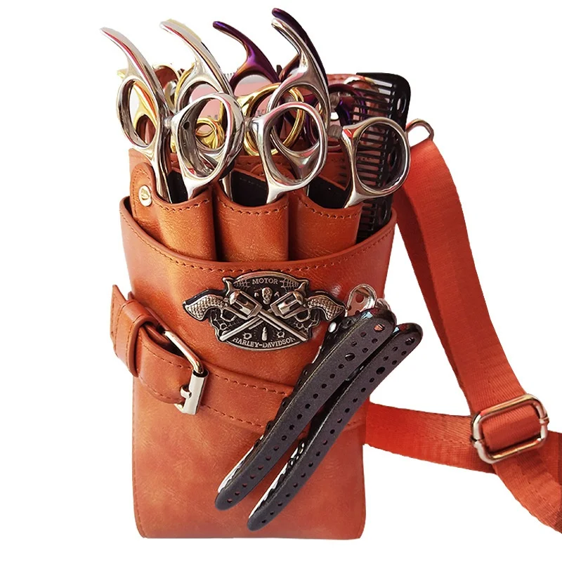 

New Scissors Bag PU Leather Hairdressing Holster Pouch Waterproof Barber Hair Scissor Bag Waist Shoulder Belt Barber Pouch