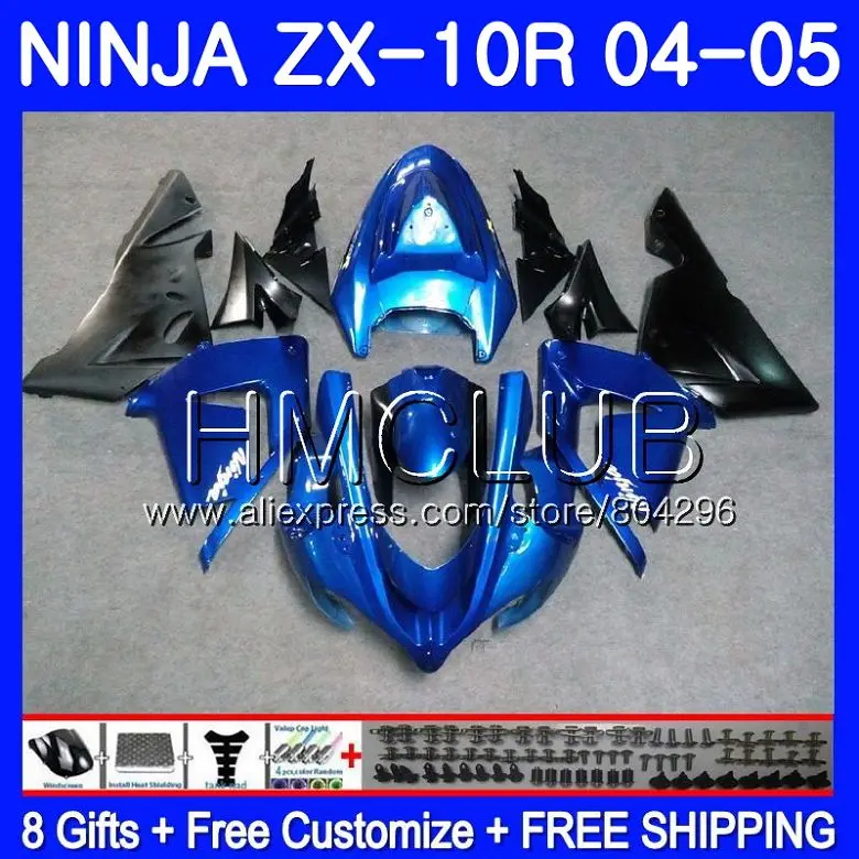 

Bodywork For KAWASAKI NINJA ZX1000 C ZX 10 R ZX-10R 04 05 22HM.8 Blue black ZX10R 04 05 ZX1000C ZX 10R 2004 2005 Fairing kit