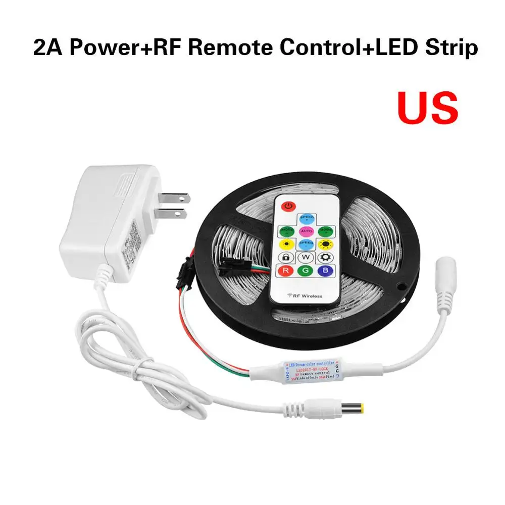 Светодиодные ленты света WS2811 DC12V RGB 30 светодиодный s/М, 5 м 5050SMD программируемый индивидуальный адресуемый цифровой мечта Цвет ленты лампы - Испускаемый цвет: With US Power