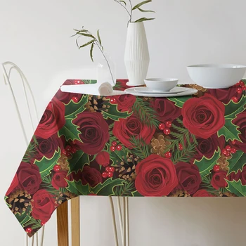 

Christmas table cloth Valentine's Day Rose linen Home nappe rectangulaire tablecloth de mesa decoracao cloth table cover