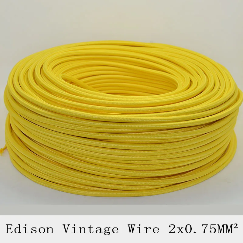 2*0.75mm2 Round Textile Electrical Wire Braided Chandelier Pendant Lamp Wires Fabric Electrical