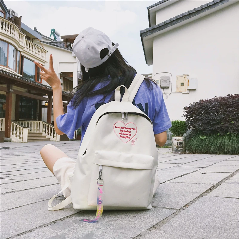 Menghuo Fashion Ribbon Backpack Women Nylon School Bags for Teenage Girls Embroidery Practical Functional Travel Female Backpack (14)