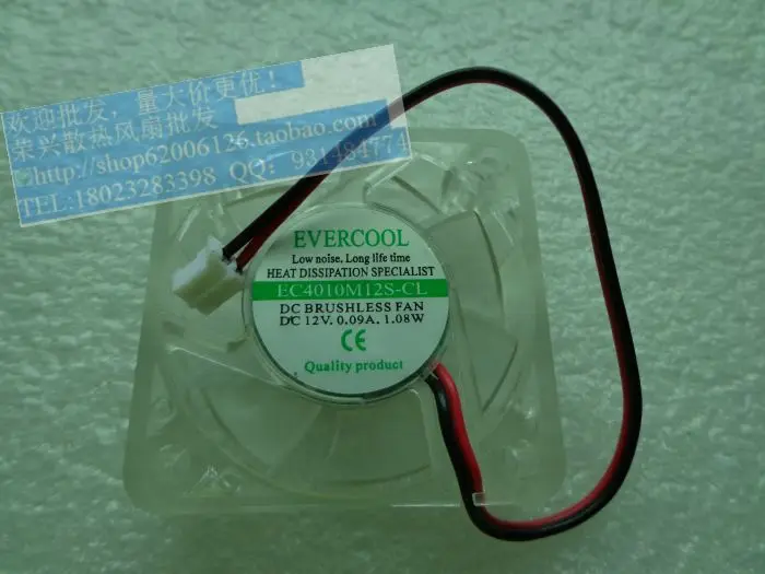 

New EVERCOOL 4 CM 4010 12V 0.09A EC4010M12S-CL 2 wire cooling fan