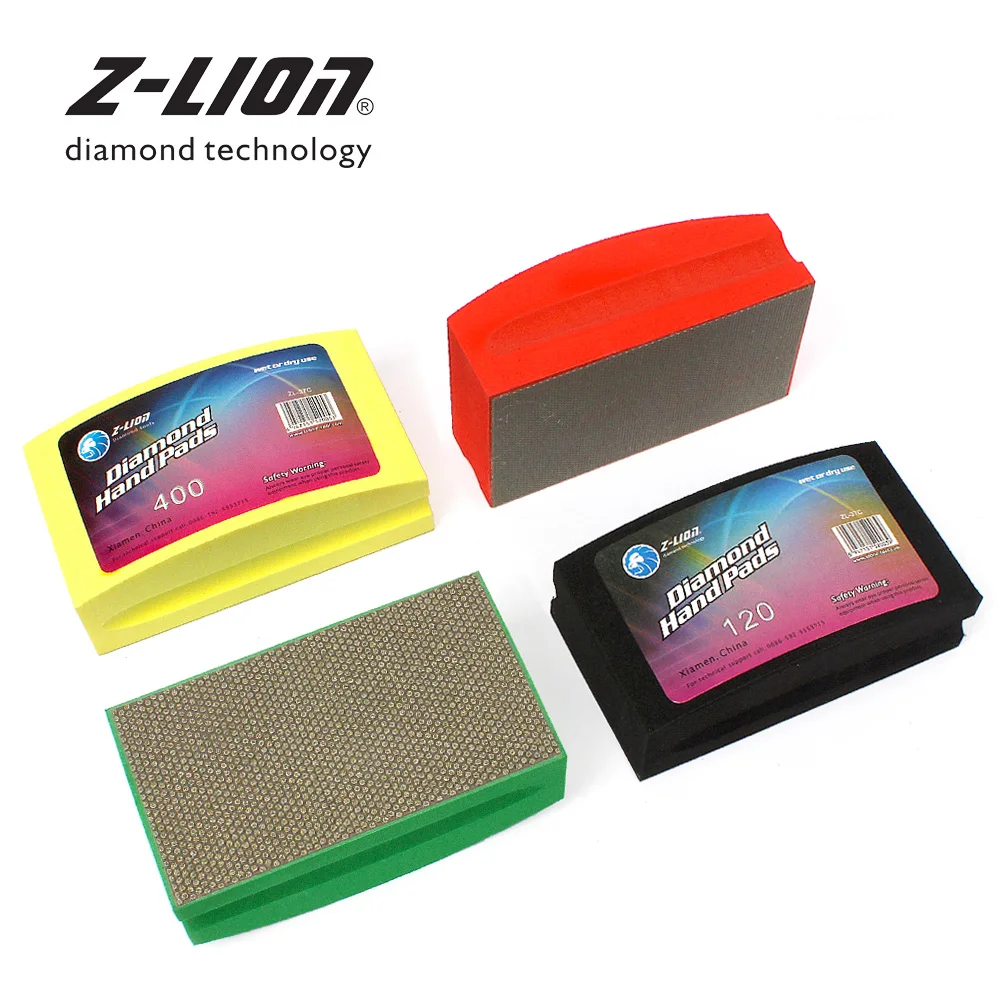 Z LEAP 4pcs/Set Diamond Hand Polishing Pads Arc Shape Backed