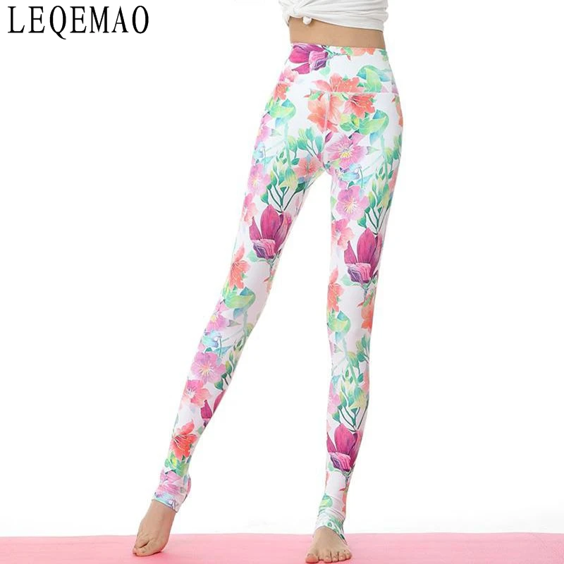 

Printed professional stretch pants Women leisure running fitness pants Slim pants with tight body shaping