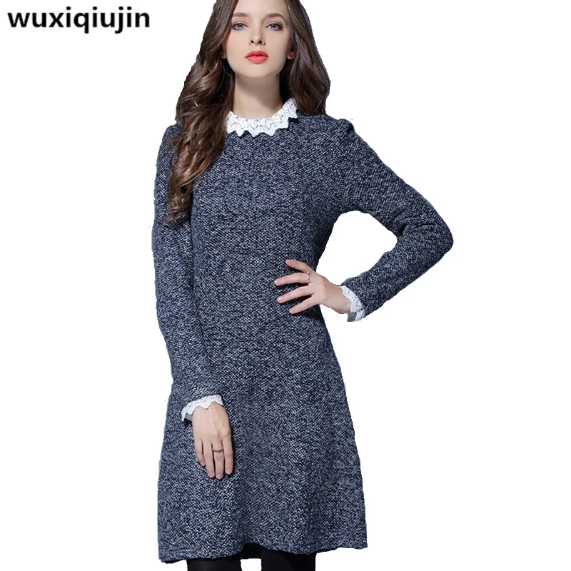 2017 New winter women dress plus 4xl knee length women dress casual