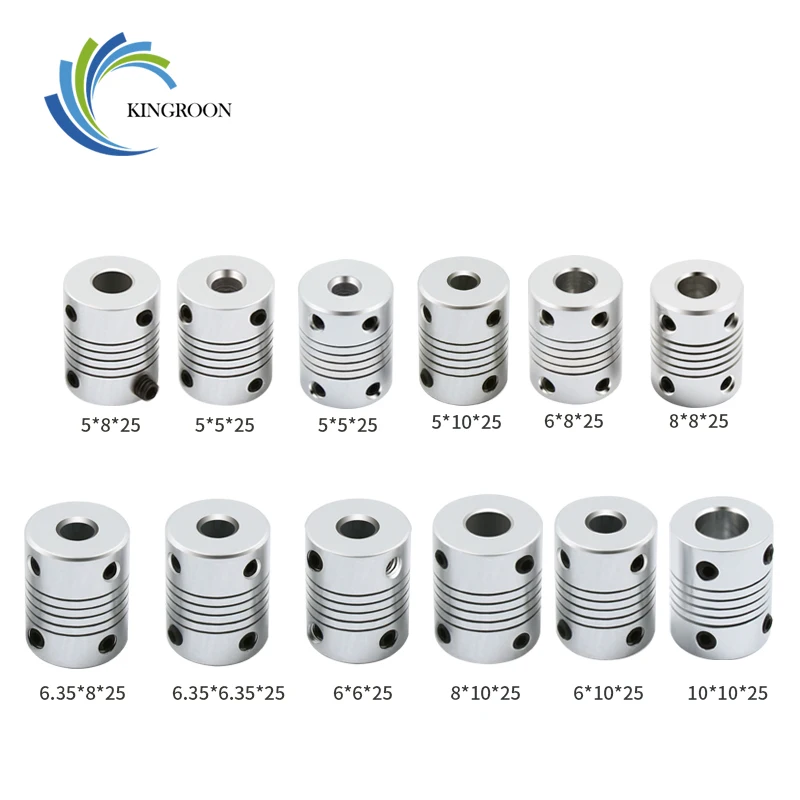 

KINGROON 10pcs/lot 3D Printer Stepper Motor 5x8x25mm Flexible Coupling Coupler /Shaft Couplings 11 Sizes Parts Free Shipping 0