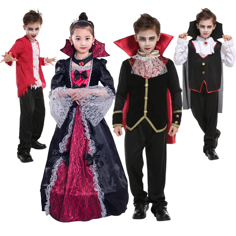 

Carnival Party Halloween Kids Children Dracula Gothic Vampire Costume Fantasia Prince Vampire Cosplay For Boys Fantasia DN2407