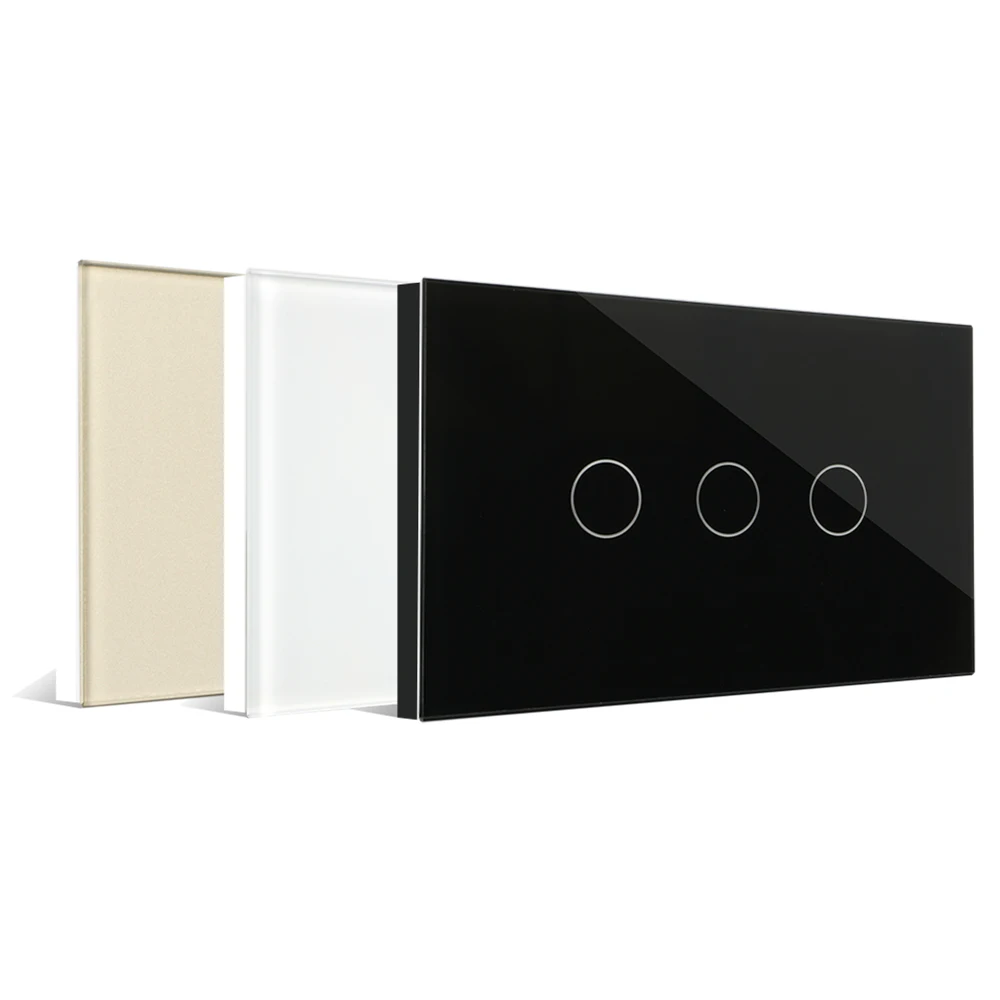 Bingoelec 3 Gang 1 Way Touch Sensor Switch Wireless Remote RF 433 Light Switch Crystal Glass Panel Smart Home Wall Switch