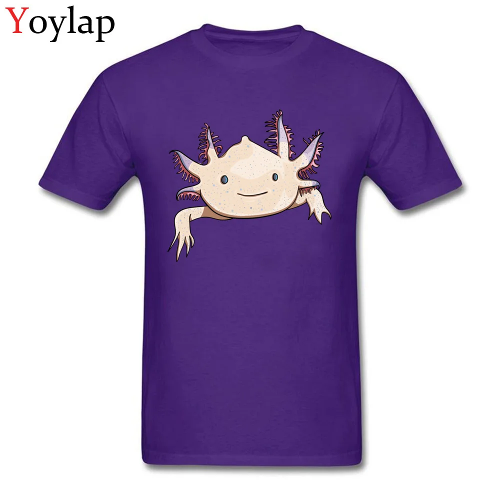 Pure Cotton Tops Shirts Axolotl Friend for Men Casual T-shirts Cool Fitted O Neck Short Sleeve Tee Shirt Top Quality purple