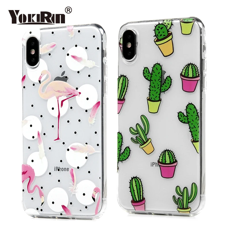 YOKIRIN Phone Case For iPhone X Tree Leaves Floral Flamingo Cartoon Soft TPU Printed Cover 6 6S 7 8 Plus 5 5S SE | Мобильные
