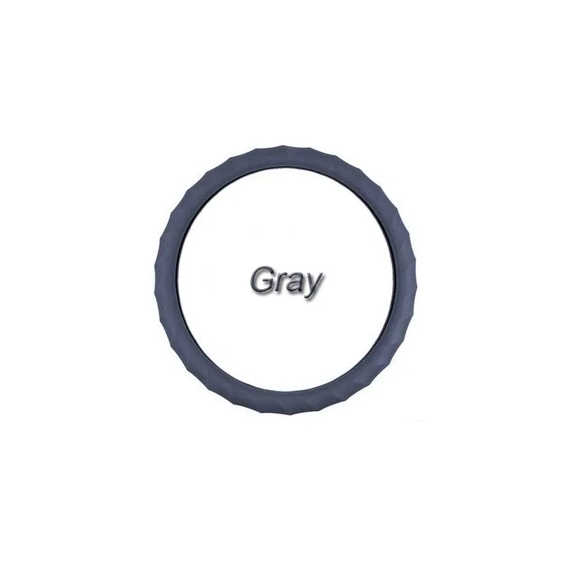 grey Автомобильный силиконовый чехол на руль, противоскользящая перчатка для рук, мягкий чехол без запаха, Нескользящие внутренние аксессуары - Название цвета: grey