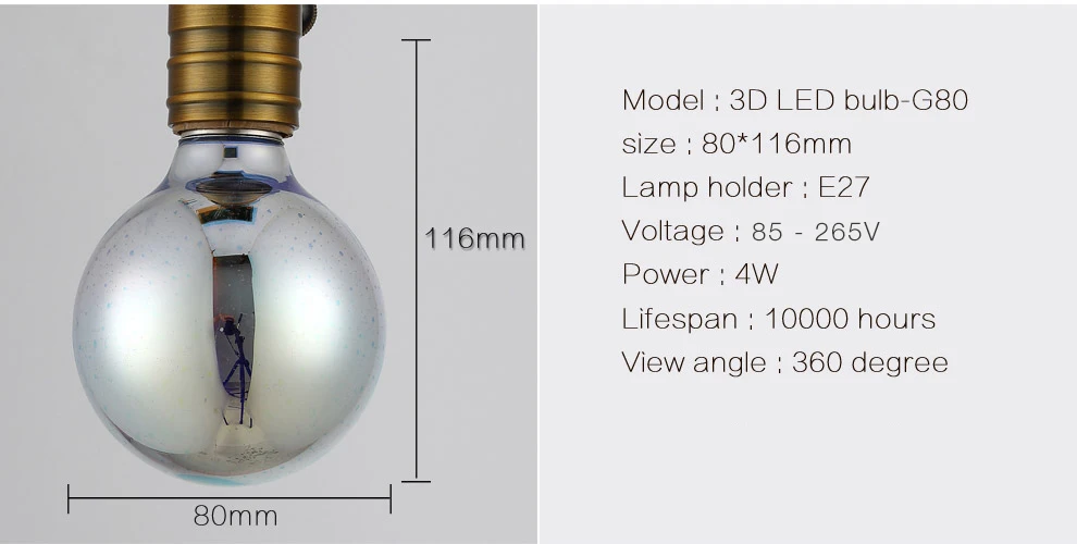 2 шт. 3D лампы украшения светодио дный свет лампы переменного тока 110 V 220 V ST64 G95 G80 G125 A60 E27 Новинка Рождество Свет оформлен светодио дный s Lamparas