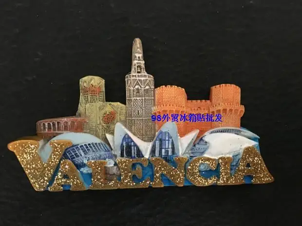 Креативный испанский магнит для путешествий, холодильник, Мадрид, Valencia, смола, 3D магнитный стикер на холодильник, сувенир для путешествий, украшения для кухни