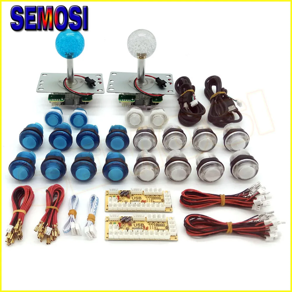 

LED Illuminated Arcade DIY Parts Zero Delay LED USB Encoder + 8 way Joystick + LED Push Buttons for Mame Jamma Arcade Project