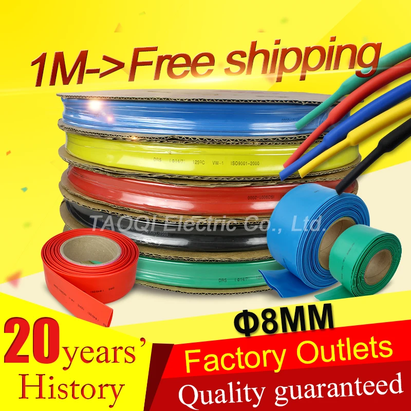 

1meter/lot 2:1 8MM Heat Shrink Tube Tubing Sleeving Wrap Wire Cable Kit High Quality