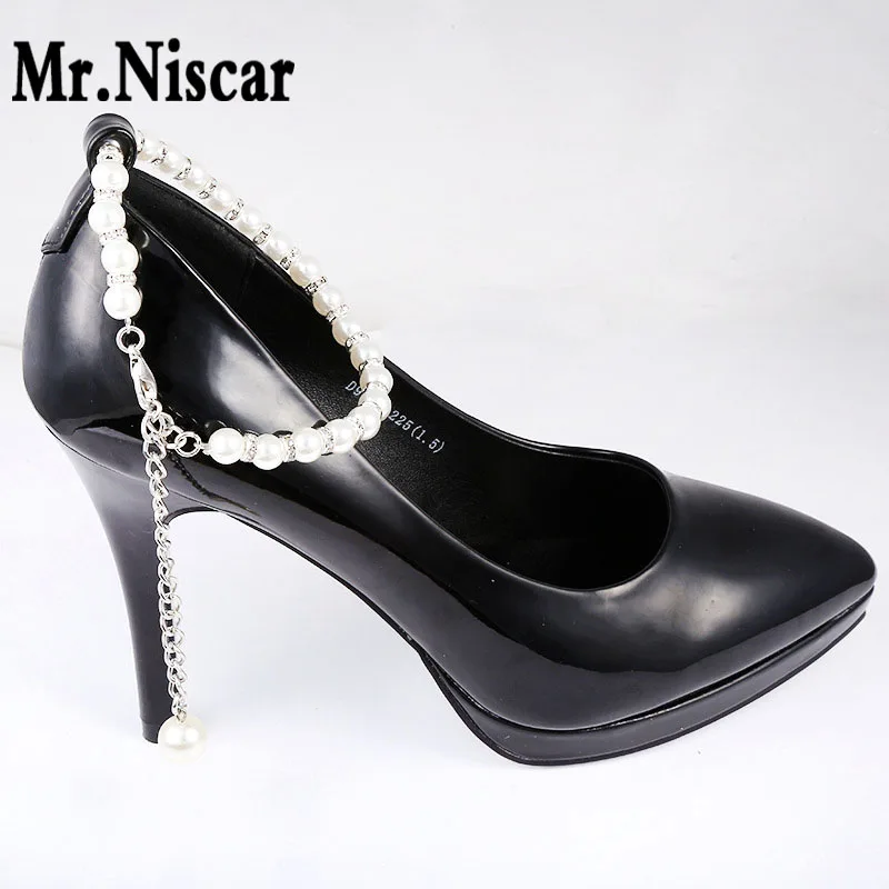 

Mr.Niscar 1 Pair High Heels Fashion Pearl Beading Shoe Accessories for Women Shoes Welding Zircon Buckle Shoes Decoration