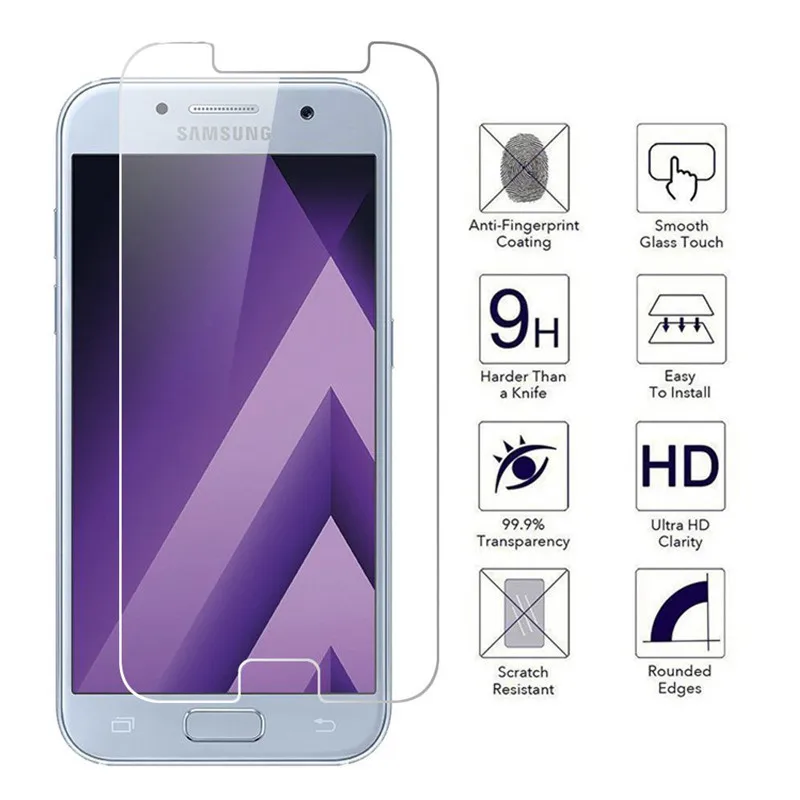 A5 2017 Screen Protector For Samsung Galaxy Tempered Glass SM-A520F A520 Cover Protective Case Film | Мобильные телефоны и