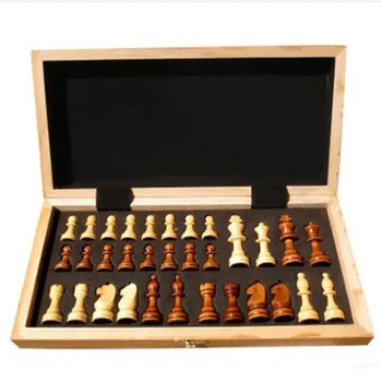 

Folding Wooden International Chess Set Pieces Set Board Game Funny Game Chessmen Collection Portable Board Game