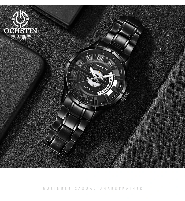 Ochстин Лидирующий бренд Мужские механические часы сталь полый Скелет автоматические часы мужские часы светящиеся спортивные деловые часы relogio
