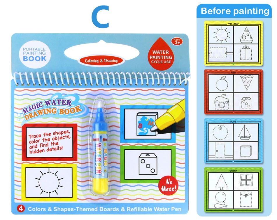 Портативная Волшебная книга для рисования водой многоразовая раскраска Магические рисунки ручка мультяшная живопись игрушечная доска для рисования для детей Образование