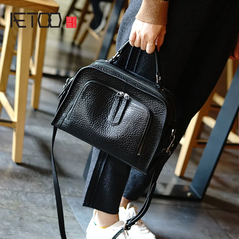 

AETOO Cowhide handheld women's bag new stylish simple leather large capacity single shoulder crossbody bag