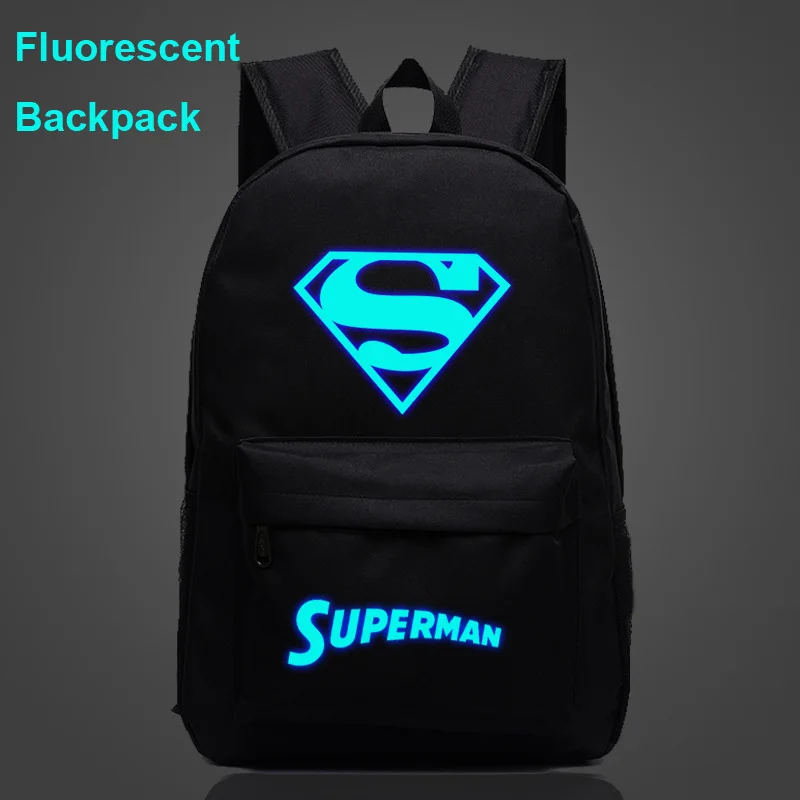

Fluorescent Luminous Comic Superman Batman Boy Girl School bag Women Bagpack Teenagers Schoolbags Canvas Men Student Backpacks