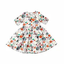 Г. платье на Хэллоуин для маленьких девочек, тыква, шляпа, кошка, детская одежда Изысканные летние платья с короткими рукавами gxj