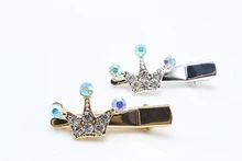 2pcs Hairpins Barrettes Hair Clips Brides Gold Crown Hair Jewelry Crystal Clips Bridal Elegant tiara Silver Accessories F207