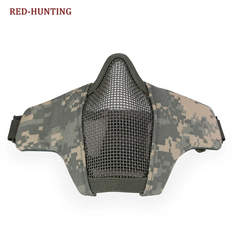 

US Army ACU Airsoft Paintball CS with Adjustable and Elastic Belt Strap 6" Tactical Foldable Half Face Mask Protective Mesh Mask