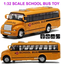 1:32 scaleamerica school bus music flashing alloy cars for kids bus model toys for children juguetes 1pcs