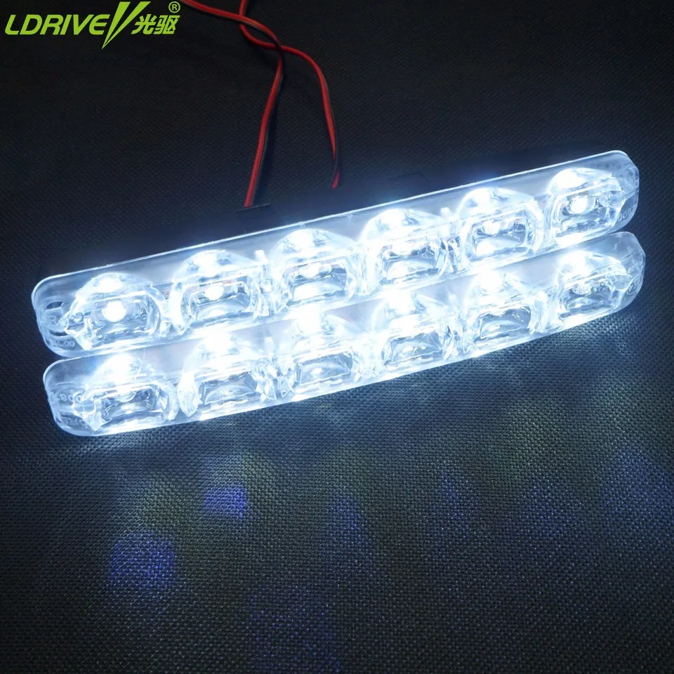 

LDRIVE 12V 2*6 LED Universal Waterproof Auto Car Headlight High Power Car Daytime Running Light DRL Daylight Lamp Light Source