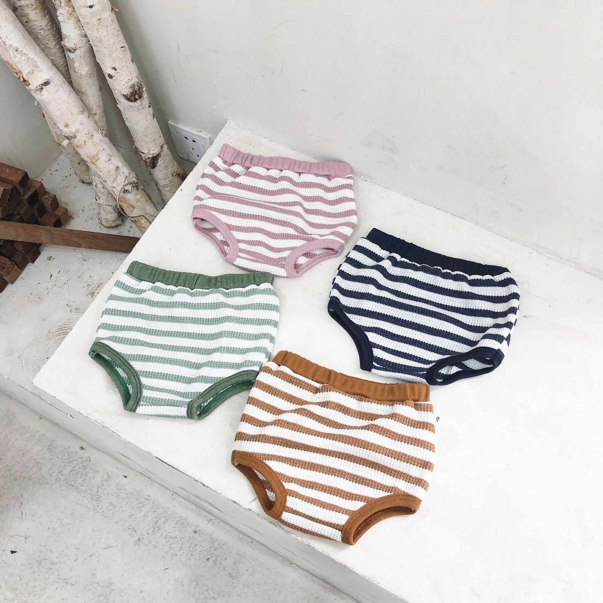 

0-5Y Toddler Girls Pants Kids Boys Cotton Stirped Sports Shorts Clothing Bottoms Playsuit Clothes Infant Summer PP Shorts