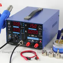 YH853D 3а USB паяльная станция 3в1 Горячая воздушная пушка наладочная станция для пайки Тепловая пушка+ паяльник и 15 в 1А Регулируемая мощность припоя