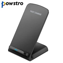 Powstro Qi стандартное беспроводное зарядное устройство 10 Вт подставка Док-станция двойная катушка зарядное устройство для телефона для iPhone 8 X samsung S9 S8