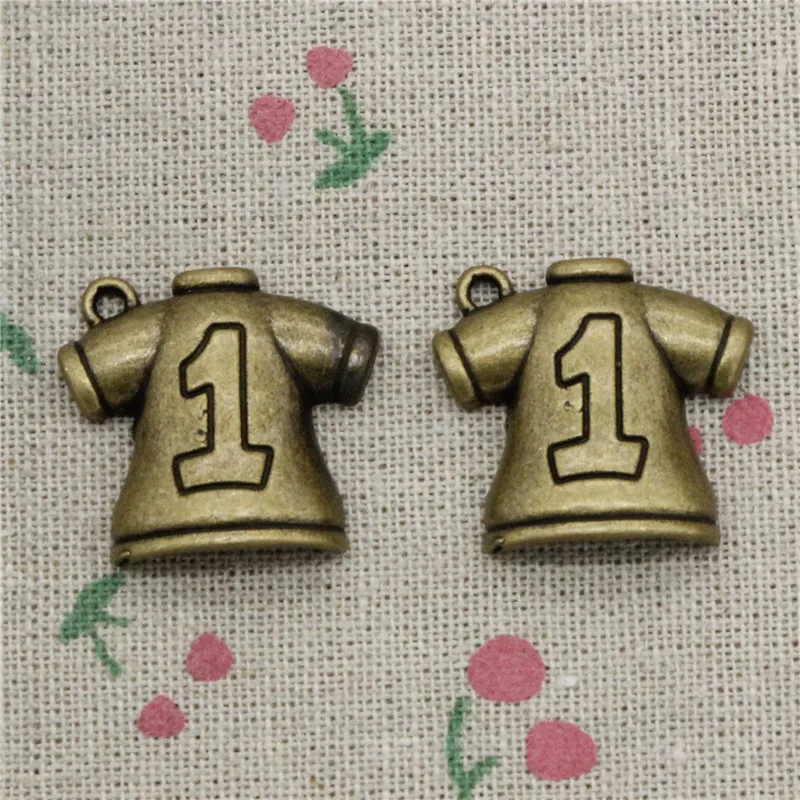 9pcs Charms No.1 Football clothes 25*26mm Antique Bronze Vintage Pendants For Jewelry Making DIY Bracelet Necklace | Украшения и