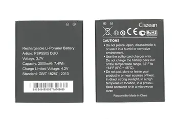 

Ciszean PSP5505 DUO 2000mAh Smart Mobile Phone Replacement Li-ion Battery For Prestigio MultiPhone PSP 5505 DUO x 10pcs